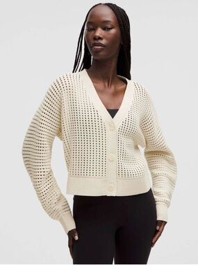 Lululemon Cotton Crochet Mesh Relaxed-Fit Cardigan Light Ivory